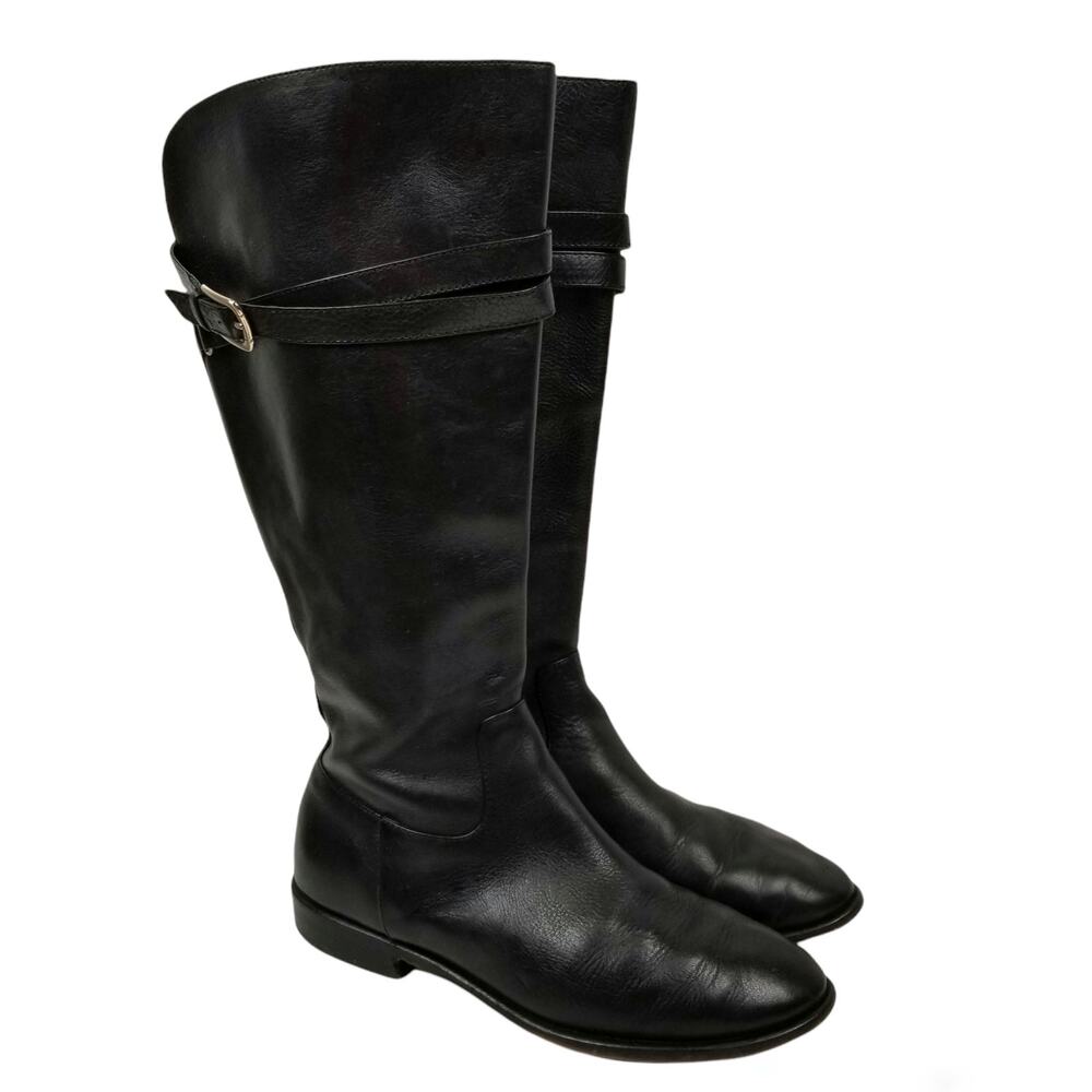 Isola Tall Black Leather Riding Boots Size 8